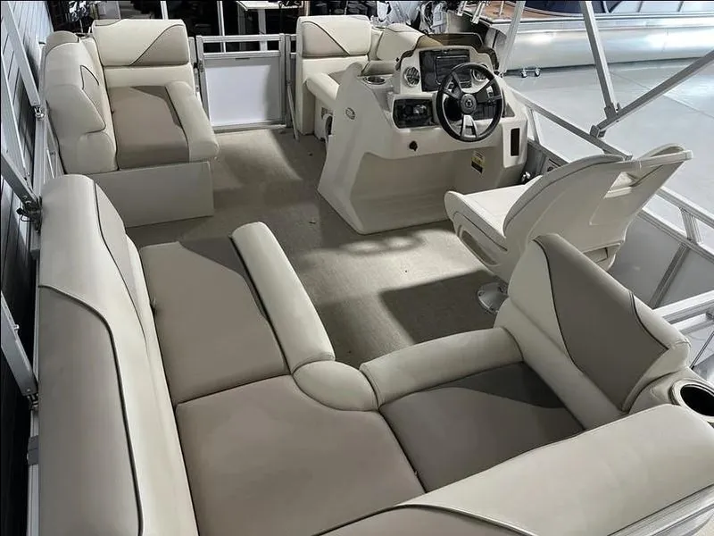 Slide: The Image of 2024 Avalon Cruise or Fish boat interior with plush seating and modern helm. - 11