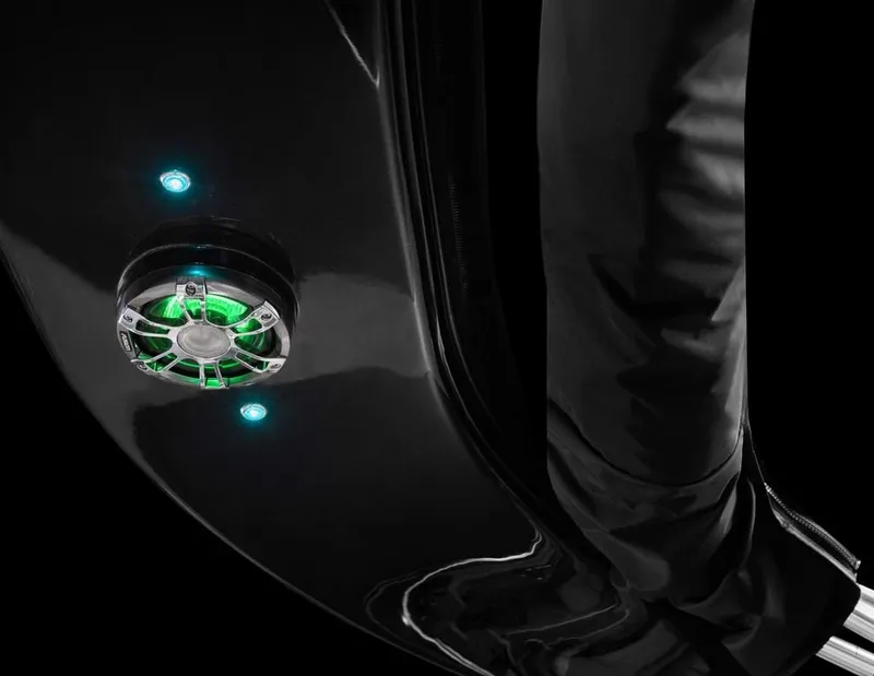 Slide: The Image of 2024 Avalon Excalibur LTD Elite Windshield with illuminated speaker and sleek design. - 15