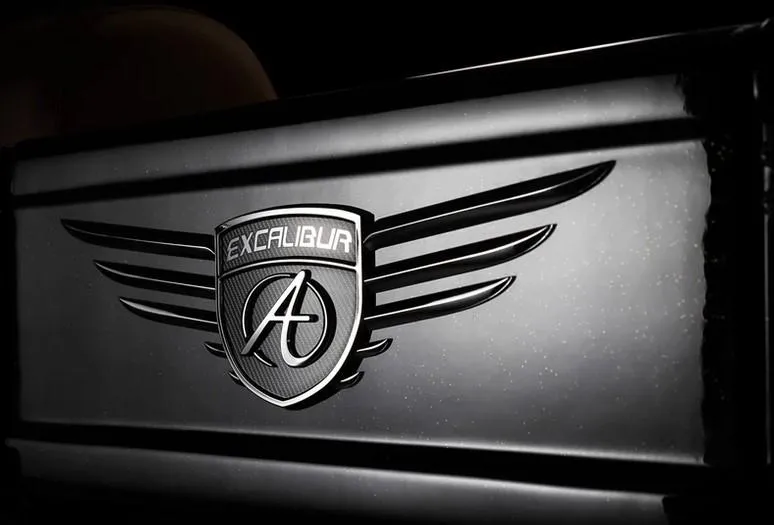 Slide: The Image of 2024 Avalon Excalibur LTD Elite Windshield logo with sleek, winged design. - 22