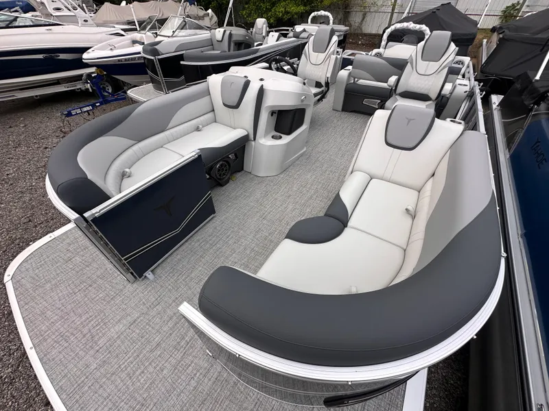 Slide: The Image of 2025 Tahoe Pontoon LTZ Versatile Rear Lounger with luxurious seating and modern design. - 12