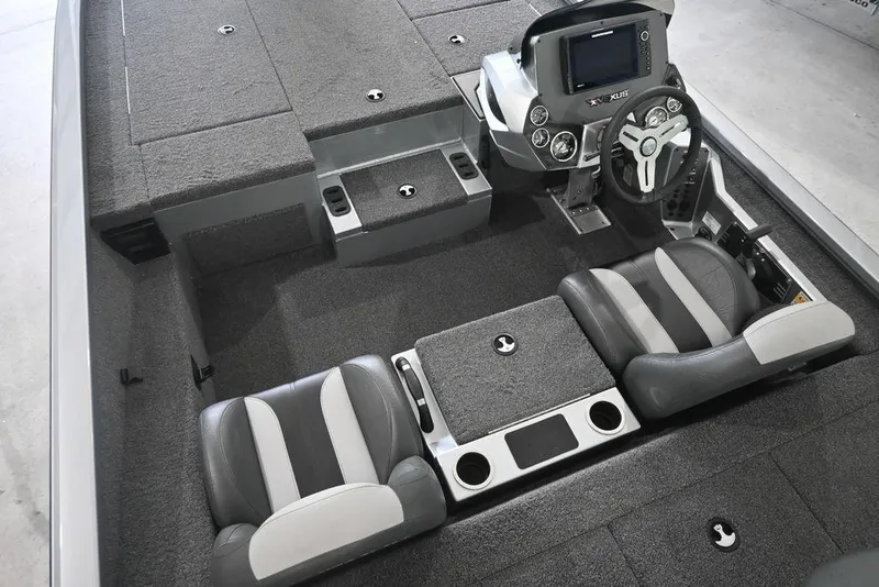 Slide: The Image of 2024 Vexus AVX2080 boat interior with dual seats and modern dashboard. - 6