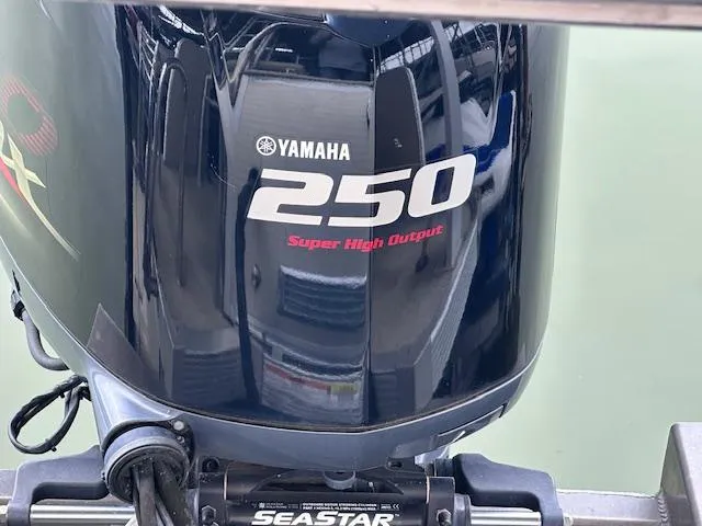 Slide: The Image of Yamaha 250 Super High Output engine on 2016 Tahoe Pontoon Vista Funship Entertainer. - 23