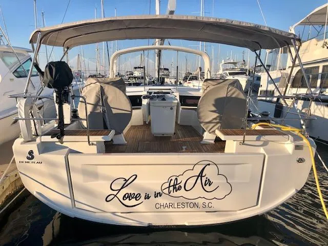 Slide: The Image of Beneteau Oceanis 46.1 yacht, 2023 model, docked in Charleston, S.C. - 2