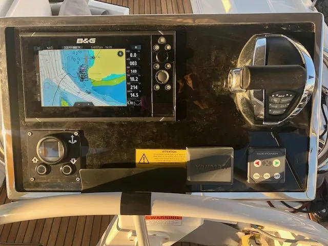Slide: The Image of Control panel of a 2023 Beneteau Oceanis 46.1 sailboat with navigation display. - 8