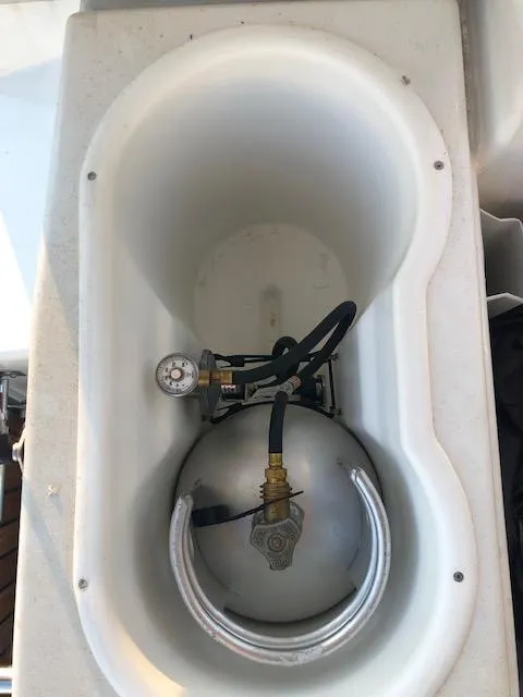 Slide: The Image of Propane tank compartment on 2023 Beneteau Oceanis 46.1 yacht. - 9