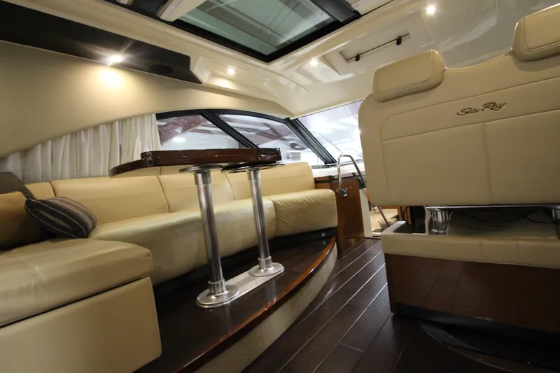 Slide: The Image of Luxurious interior of 2016 Sea Ray 510 Sundancer yacht with leather seating and modern design. - 38