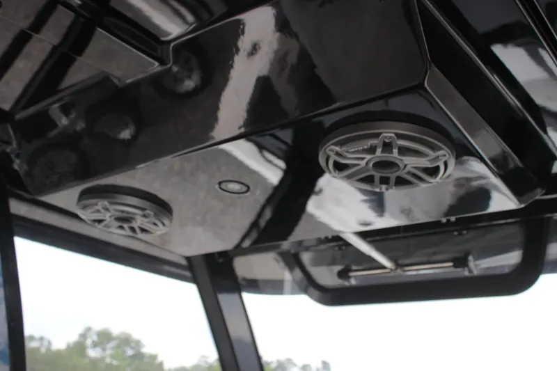 Slide: The Image of 2024 Fountain 32 NX boat speakers and ceiling detail. - 22