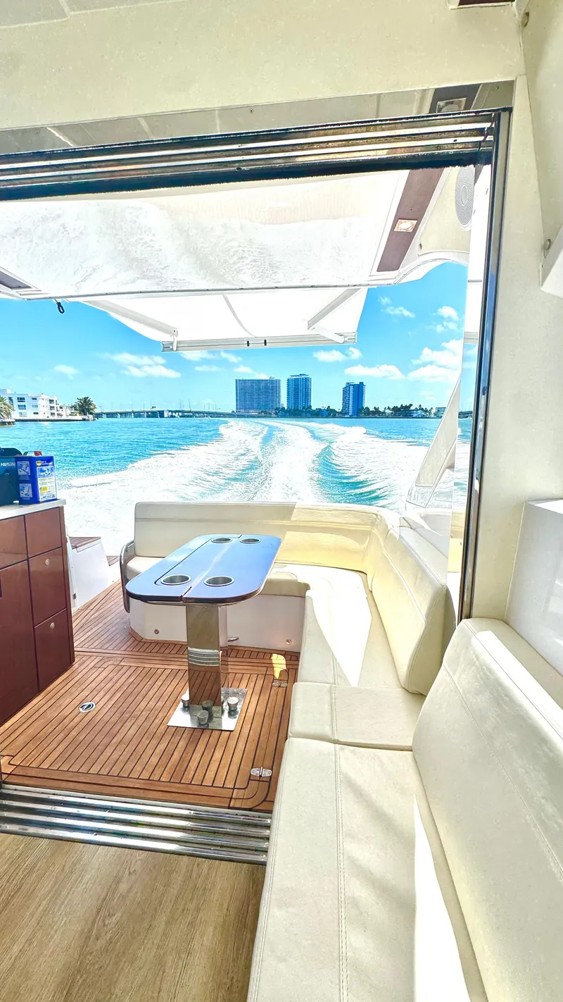 Slide: The Image of Luxury Evolve 400HT yacht interior with ocean view, 2022 model. - 18
