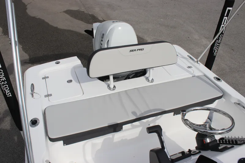 Slide: The Image of 2025 Sea Pro 172 boat interior with seating and steering wheel. - 9