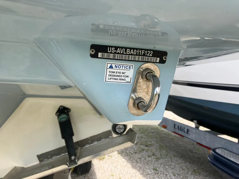 Slide: The Image of 2022 Aviara AV32 OB boat stern with lifting ring and identification plate. - 3