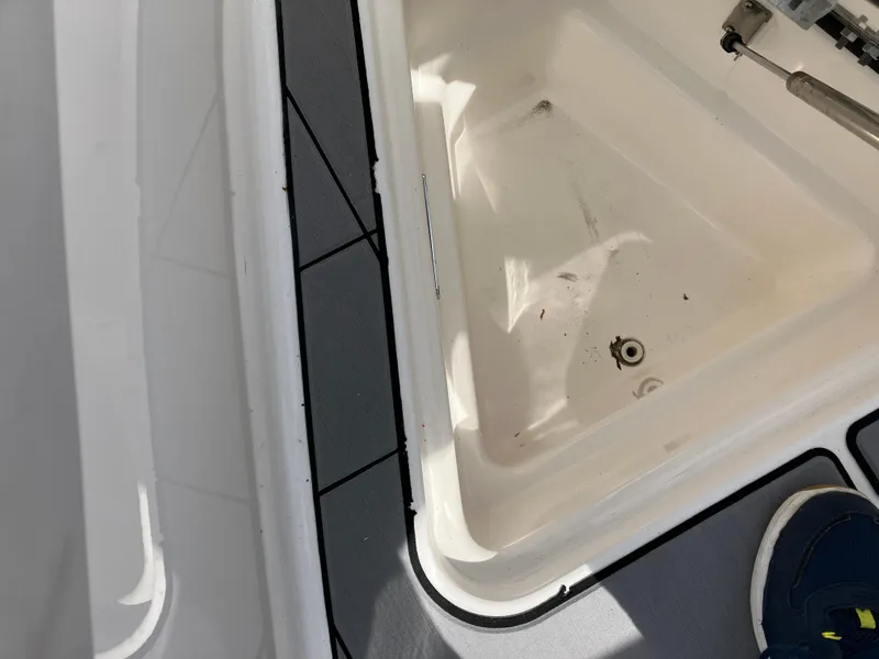 Slide: The Image of Open storage compartment on 2022 Aviara AV32 OB boat deck. - 41
