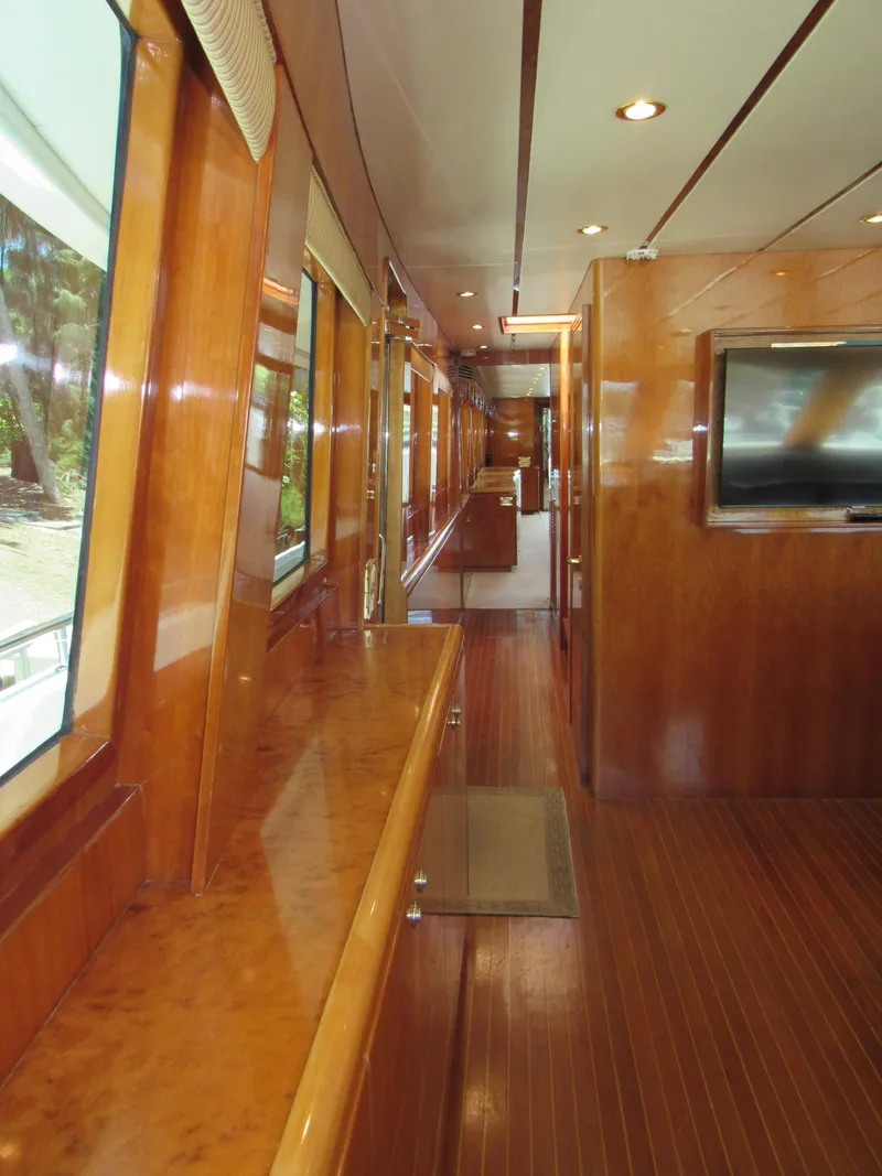 Slide: The Image of Luxurious kitchen interior of 2002 Hargrave Raised Pilothouse yacht with granite countertops. - 30