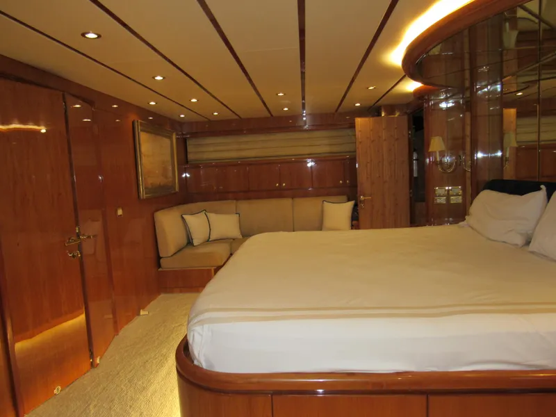 Slide: The Image of Luxurious kitchen interior of 2002 Hargrave Raised Pilothouse yacht with granite countertop. - 32