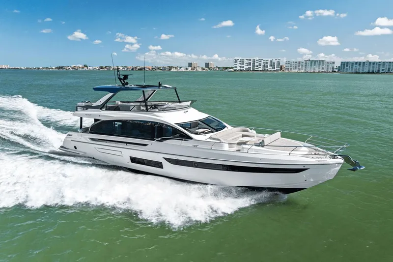 The Image of 2026 Azimut Fly 72 yacht cruising on open water, showcasing sleek design and luxury. - 0