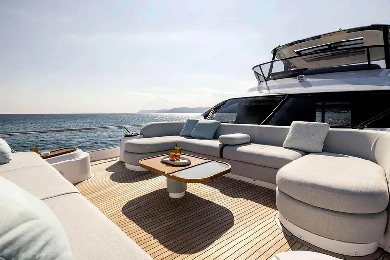 Slide: The Image of Luxurious twin cabin interior on 2026 Azimut Fly 72 yacht, featuring modern design and comfort. - 16