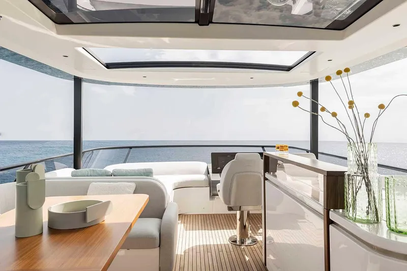 Slide: The Image of Luxurious bedroom interior of 2026 Azimut Fly 72 yacht with modern design and elegant furnishings. - 19