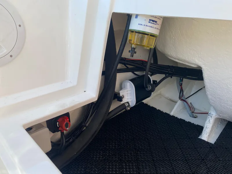 Slide: The Image of 2021 Walker Bay Generation 525 DLX boat interior wiring and components. - 39