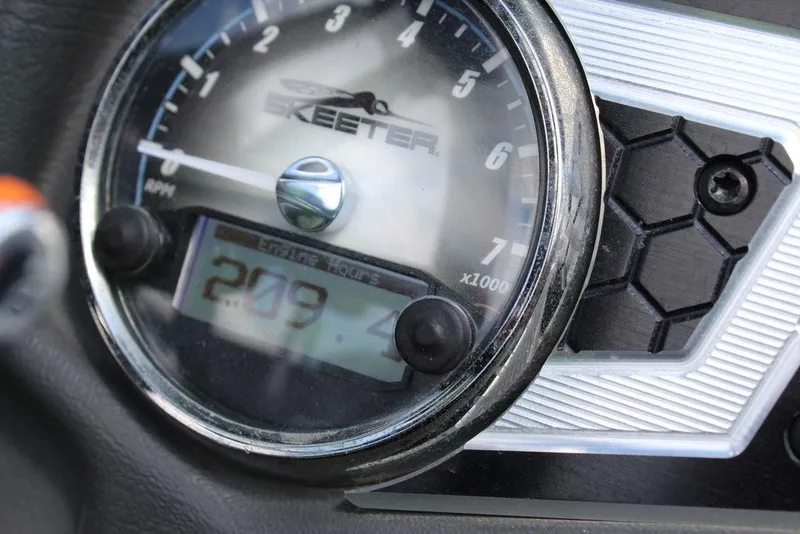 Slide: The Image of Close-up of 2017 Skeeter FX20 LE tachometer displaying 2109 RPM. - 13