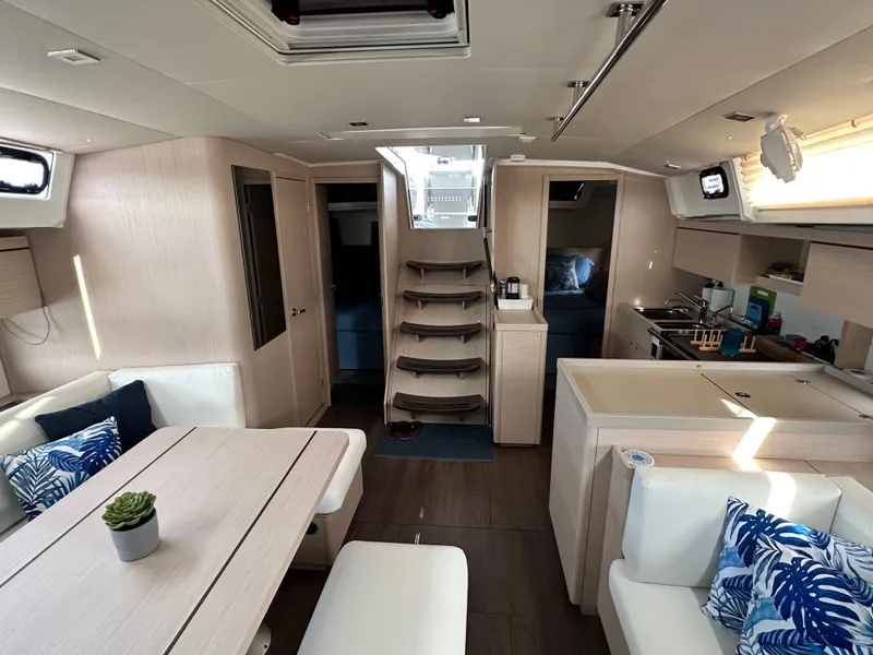 Slide: The Image of Luxurious interior of 2023 Beneteau Oceanis 46.1 yacht with modern furnishings and elegant design. - 35