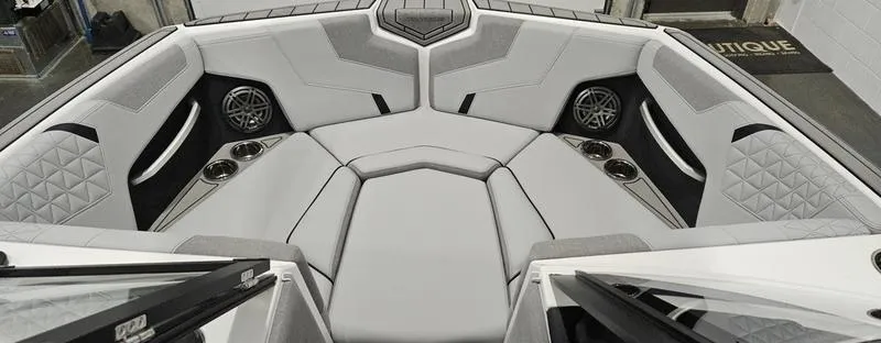 Slide: The Image of 2025 Nautique Super Air Nautique GS20 interior with luxurious seating and modern design. - 10