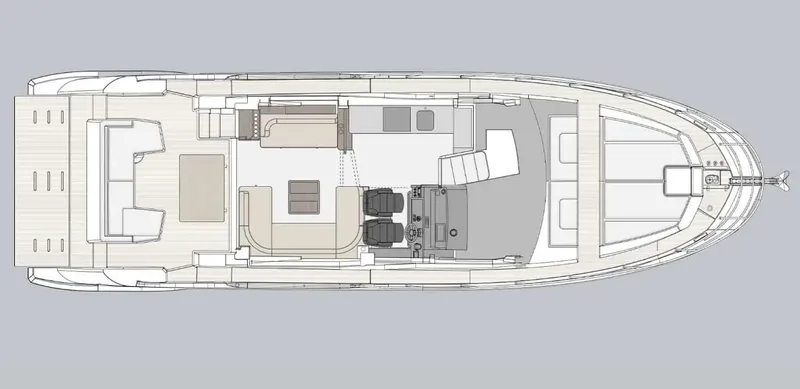 Slide: The Image of Top view layout of 2024 Azimut 50 Fly yacht, showcasing interior and deck design. - 8