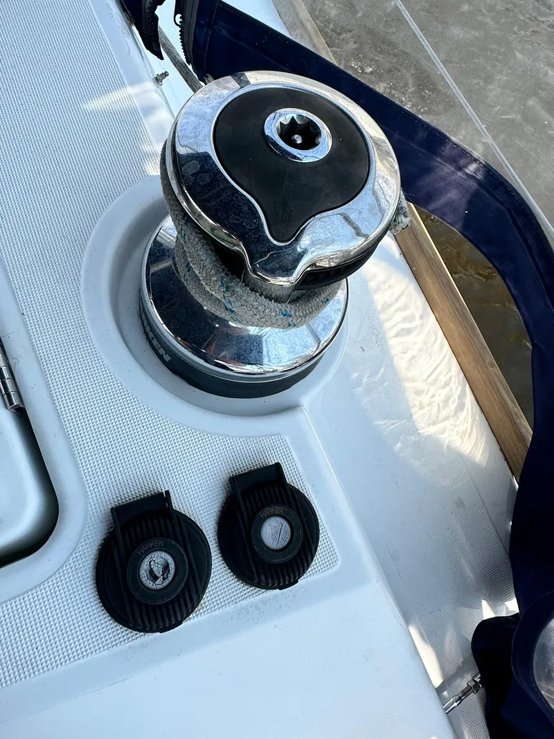 Slide: The Image of Winch and controls on 2014 Beneteau Oceanis 45 sailboat deck. - 31