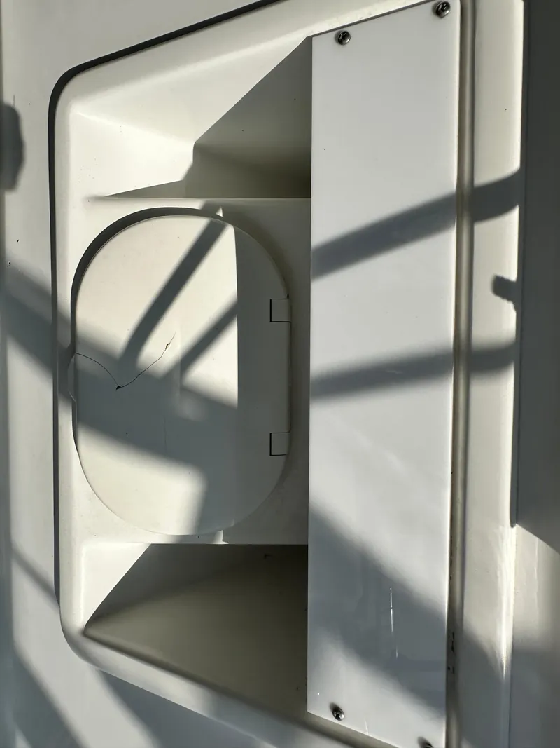 Slide: The Image of Close-up of a 2014 Beneteau Oceanis 45 yacht's deck detail with shadows. - 44