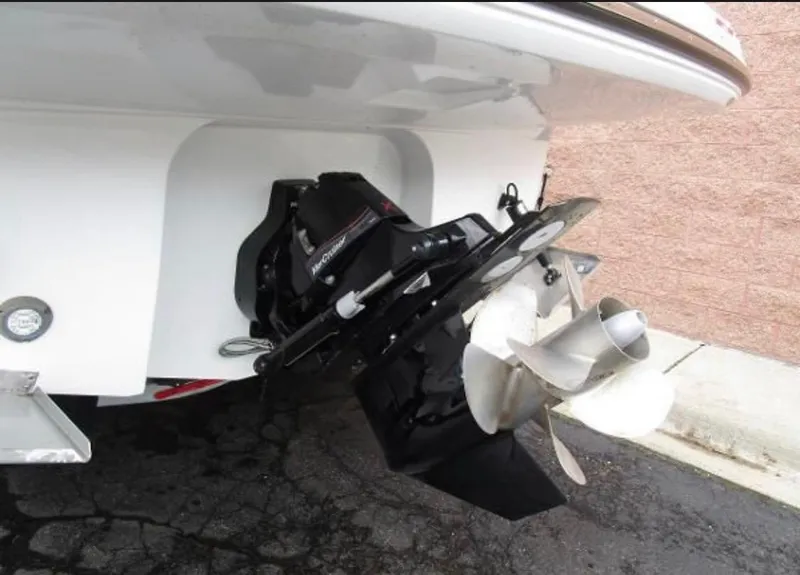 Slide: The Image of 2022 Monterey 295 Sport Yacht stern drive and propeller detail. - 21
