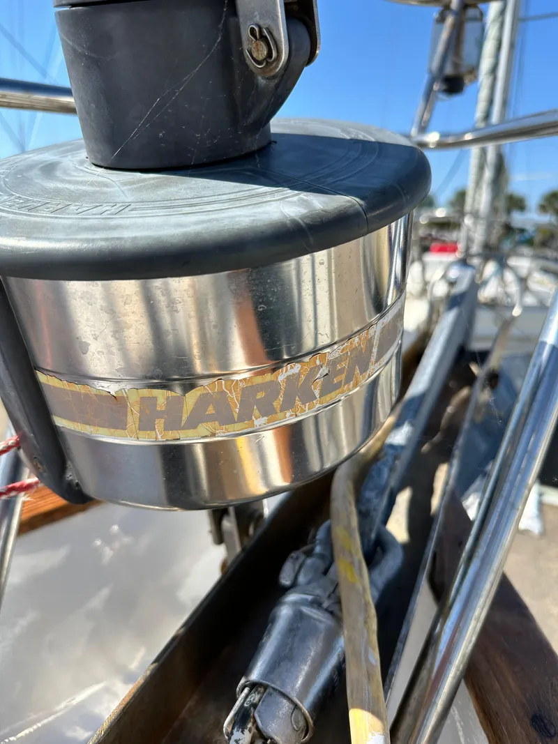 Slide: The Image of Close-up of a Harken winch on a 1981 Kelly Peterson 44 sailboat. - 8