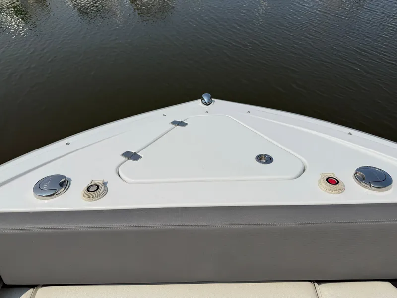 Slide: The Image of 2021 Cruisers Yachts 38 GLS OB boat bow with water view. - 11