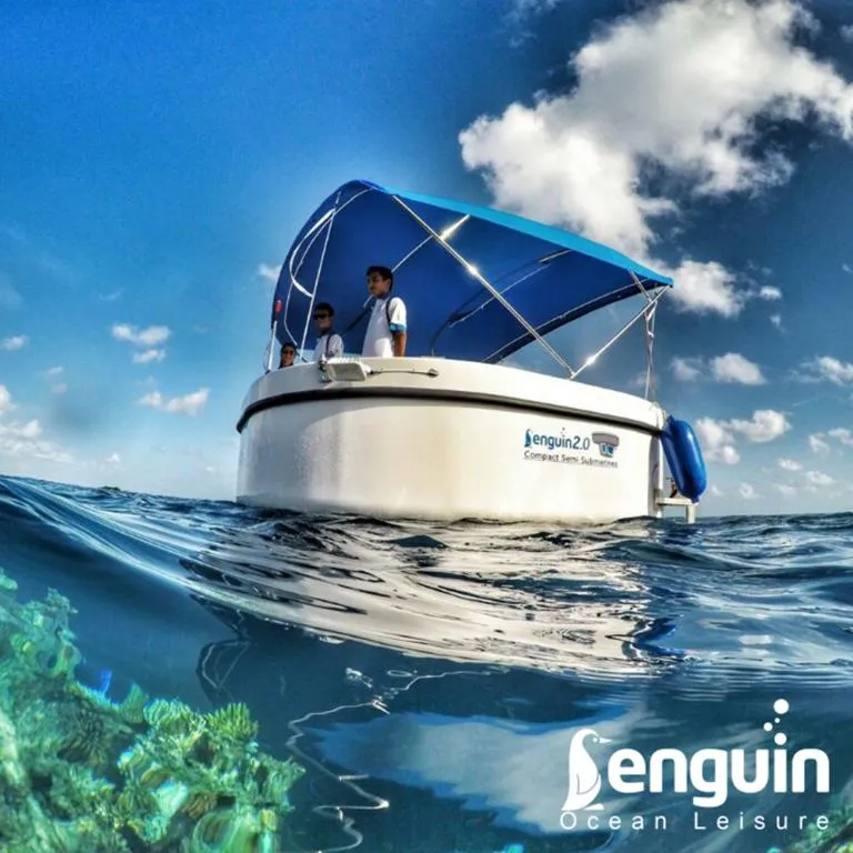 Slide: The Image of 2025 Penguin Semi-Submarine 2.1 Gasoline on ocean, showcasing coral reef below. - 4