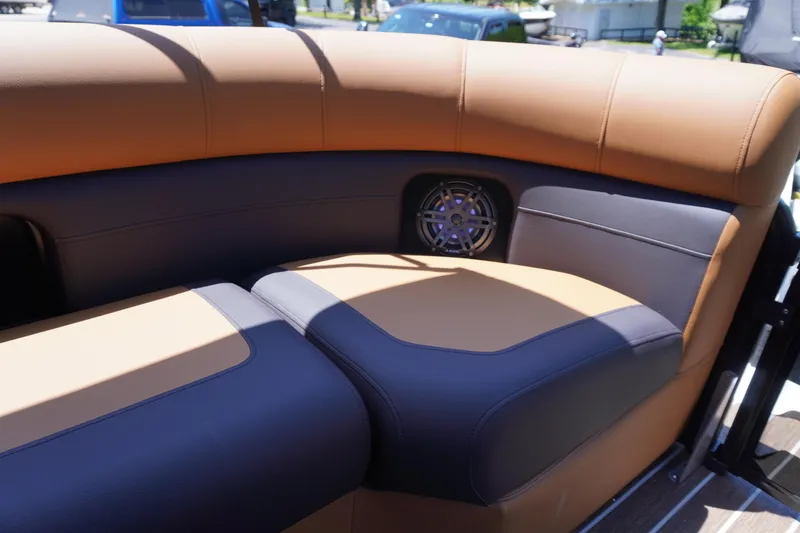 Slide: The Image of Luxurious seating in the 2025 Premier 250 Sunsation RS pontoon boat. - 10