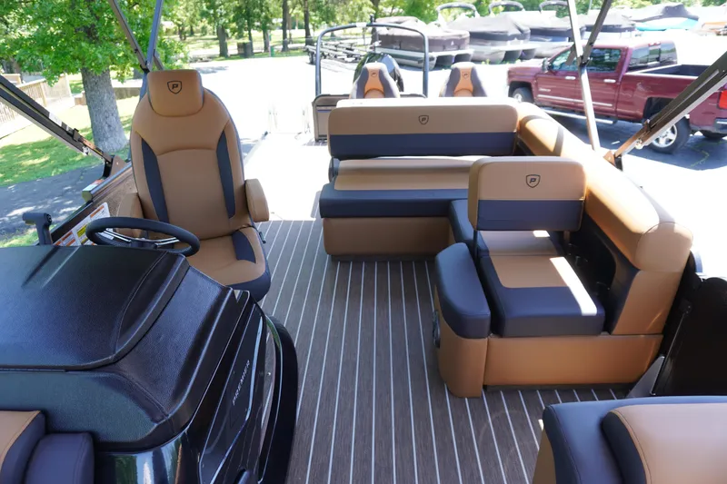Slide: The Image of 2025 Premier 250 Sunsation RS boat interior with luxurious seating and modern design. - 4