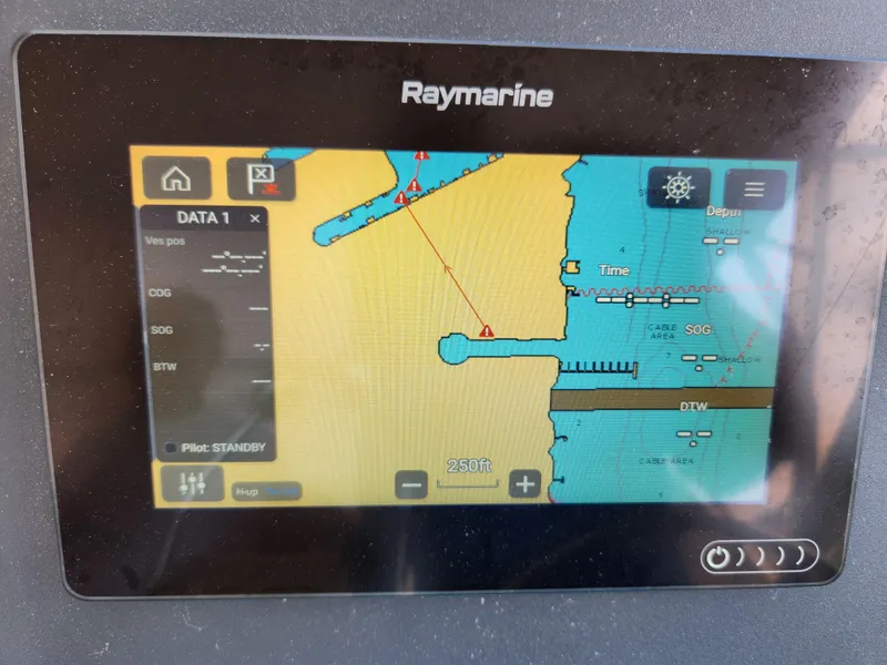 Slide: The Image of Raymarine navigation display on 2001 Tiara Yachts 3100 Open, showing nautical chart and data. - 18