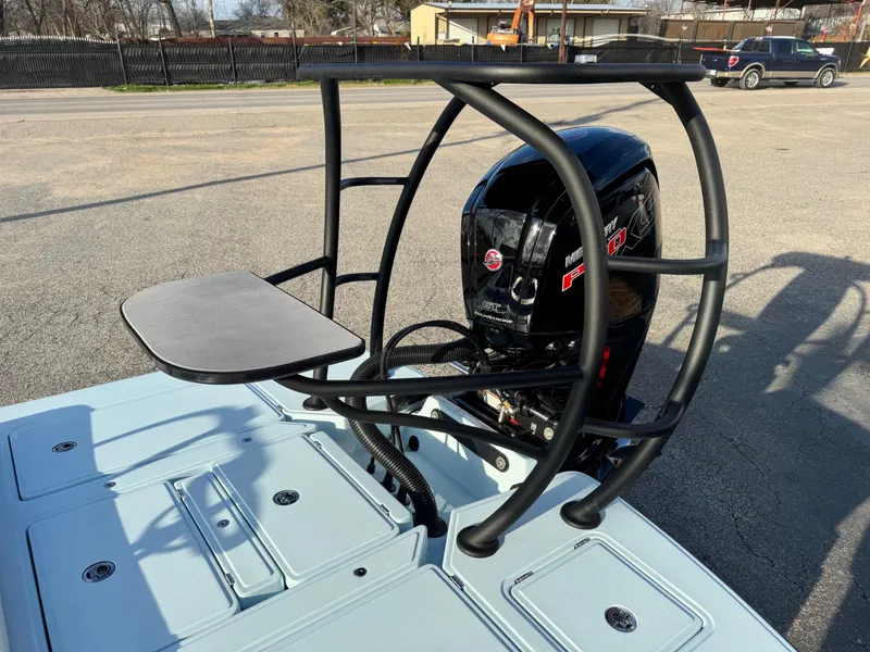 Slide: The Image of 2024 Chittum Skiffs 21 Mangrove boat with Mercury Pro XS engine and poling platform. - 6