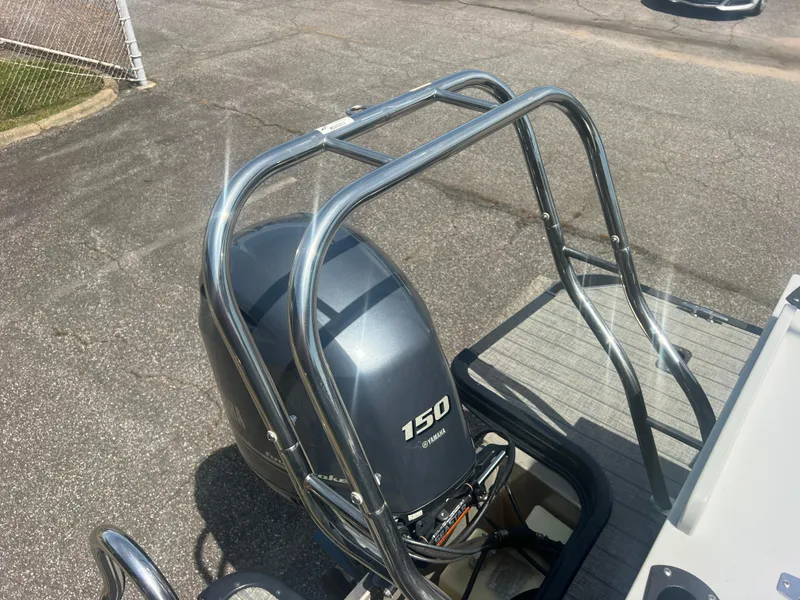 Slide: The Image of 2021 Sylvan Mirage Fish 8522 boat with 150 horsepower engine, viewed from above. - 32