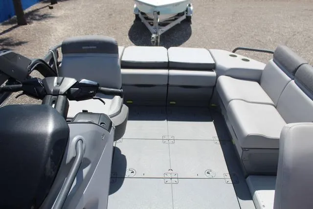 Slide: The Image of 2024 Sea-Doo Switch® Cruise 18 interior with spacious seating and modern controls. - 12