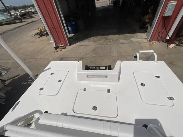 Slide: The Image of 2025 Majek 2206 Illusion boat deck with storage compartments in a workshop setting. - 15