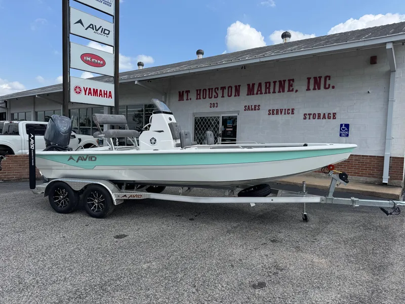 The Image of 2025 Avid 21 Fusion boat on trailer at Mt. Houston Marine dealership. - 1