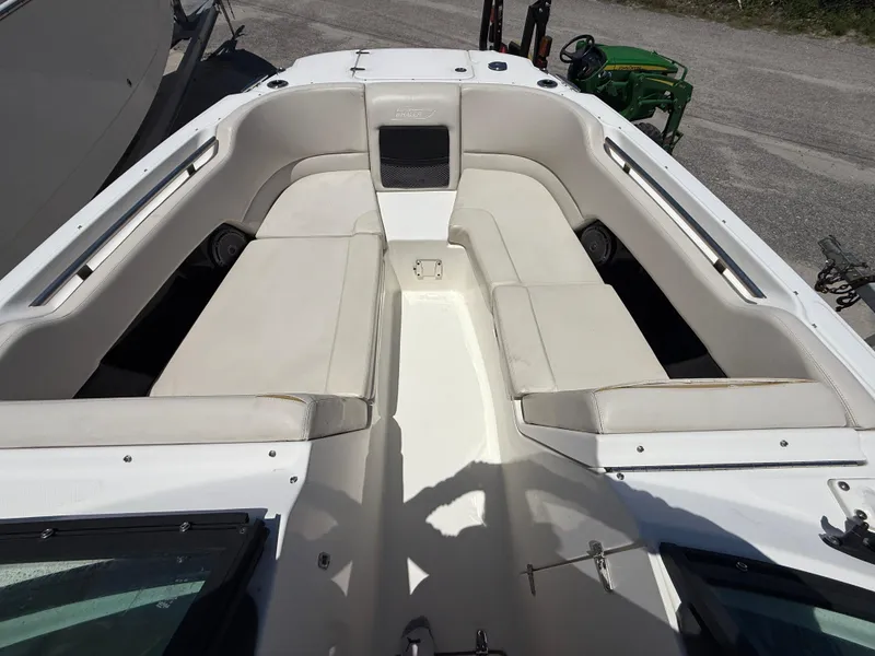 Slide: The Image of 2020 Boston Whaler 230 Vantage boat interior with spacious seating and sleek design. - 32
