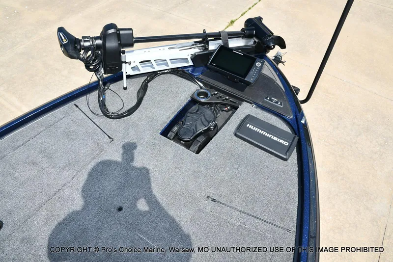 Slide: The Image of 2021 Nitro Z20 boat deck with Humminbird electronics and trolling motor. - 10