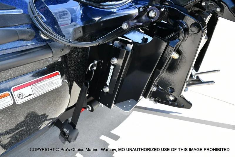 Slide: The Image of Close-up of a 2021 Nitro Z20 boat's engine mount and components. - 24
