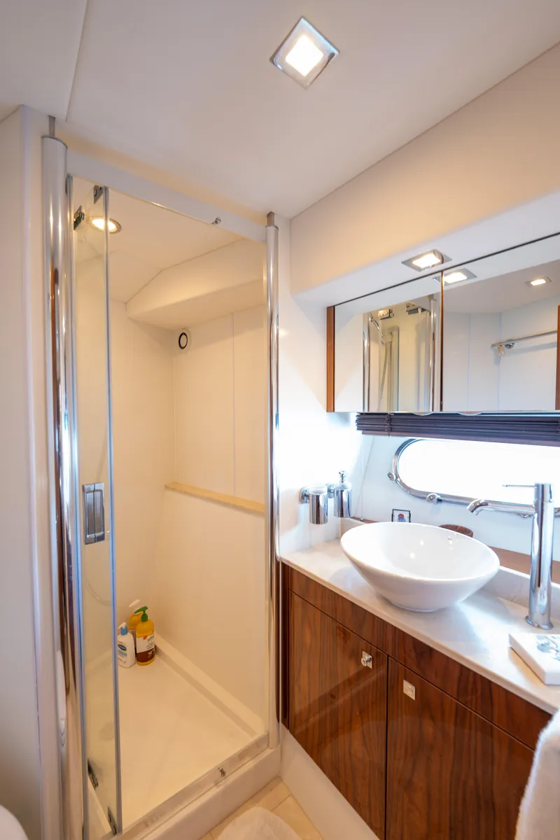 Slide: The Image of Luxurious bathroom in 2012 Sunseeker Manhattan 63 yacht with modern fixtures and shower. - 32