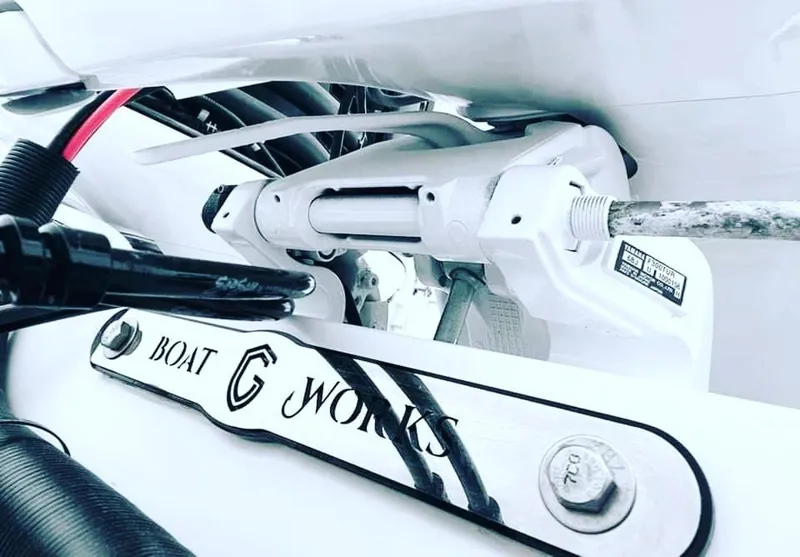 Slide: The Image of 2022 CG Boat Works 35 M-Series engine detail, showcasing mechanical components and branding. - 2