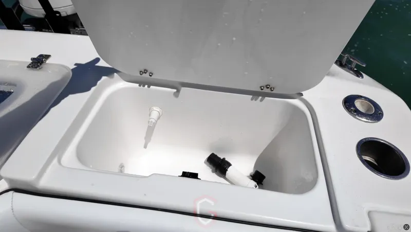 Slide: The Image of Open storage compartment on 2022 CG Boat Works 35 M-Series. - 33