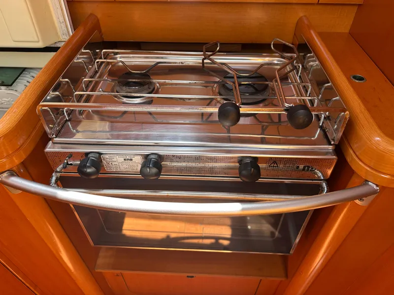 Slide: The Image of Stainless steel stove in 2005 Beneteau First 44.7 yacht kitchen. - 22