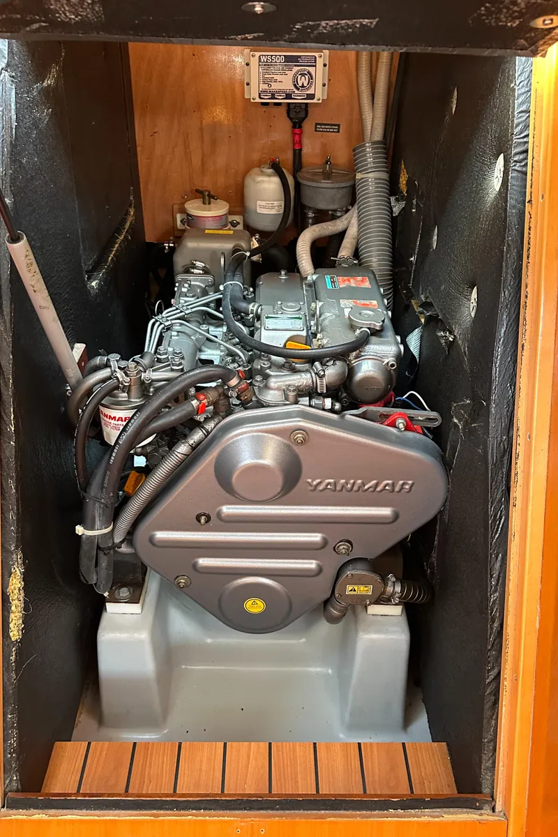Slide: The Image of Engine compartment of a 2005 Beneteau First 44.7 sailboat with Yanmar engine. - 34
