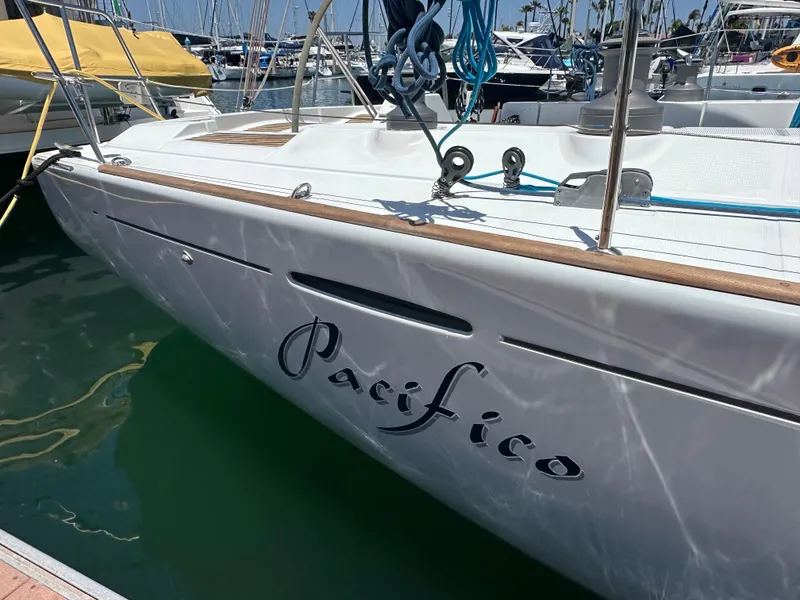 Slide: The Image of Beneteau First 44.7 sailboat "Pacifico" docked in marina, 2005 model. - 8