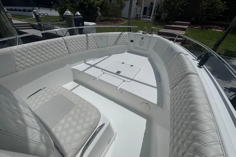 Slide: The Image of Luxurious interior of a 2007 Century 2600CC boat with quilted seating. - 15