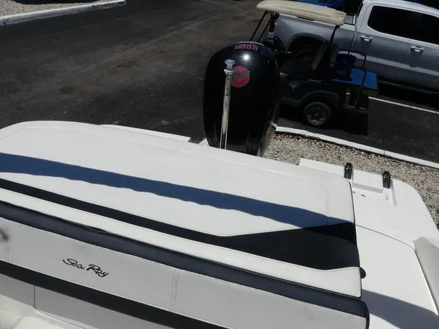 Slide: The Image of 2017 Sea Ray SPX 190 OB boat with outboard motor in parking area. - 12